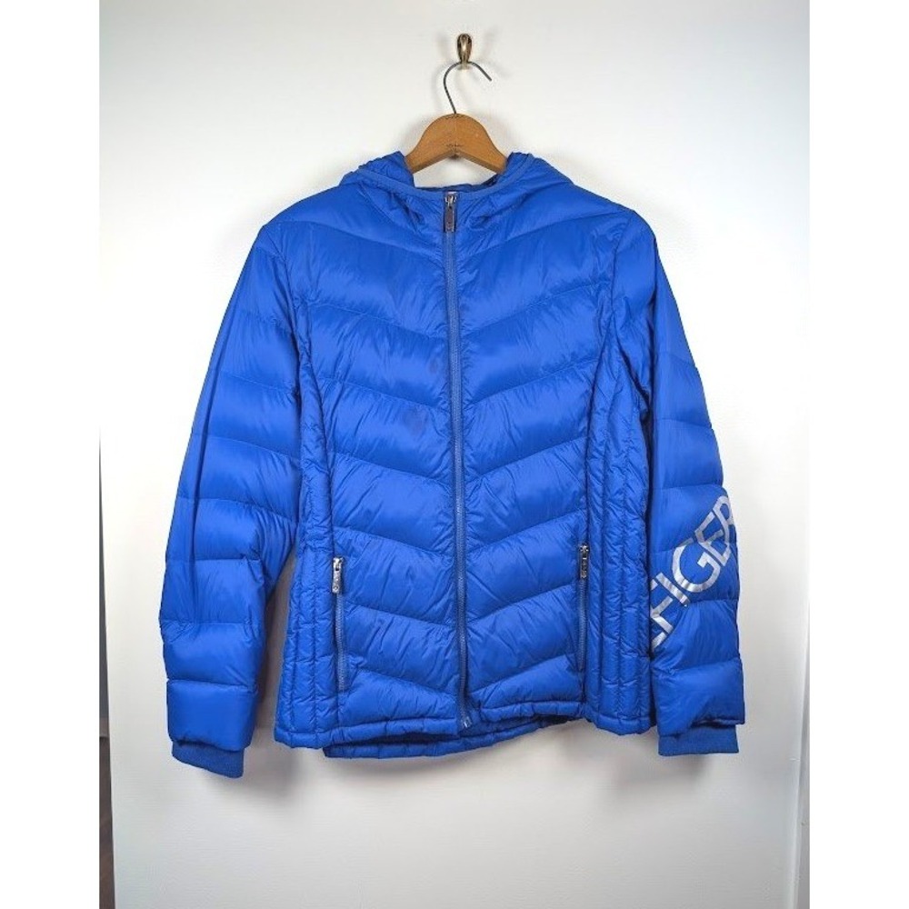 Tommy Hilfiger Duck Down Puffer Jacket Women's Size XL Packable Winter Hooded - Picture 1 of 11